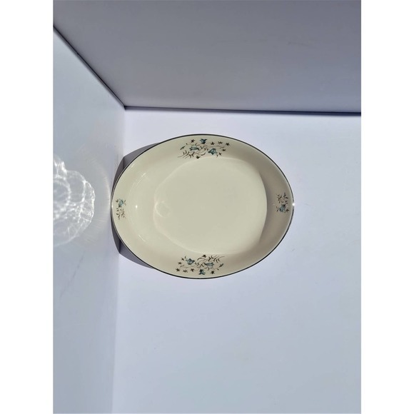 Vintage 60s Flintridge Belnor Blue Gray Floral California Ceramic Serving Bowl - Picture 5 of 7